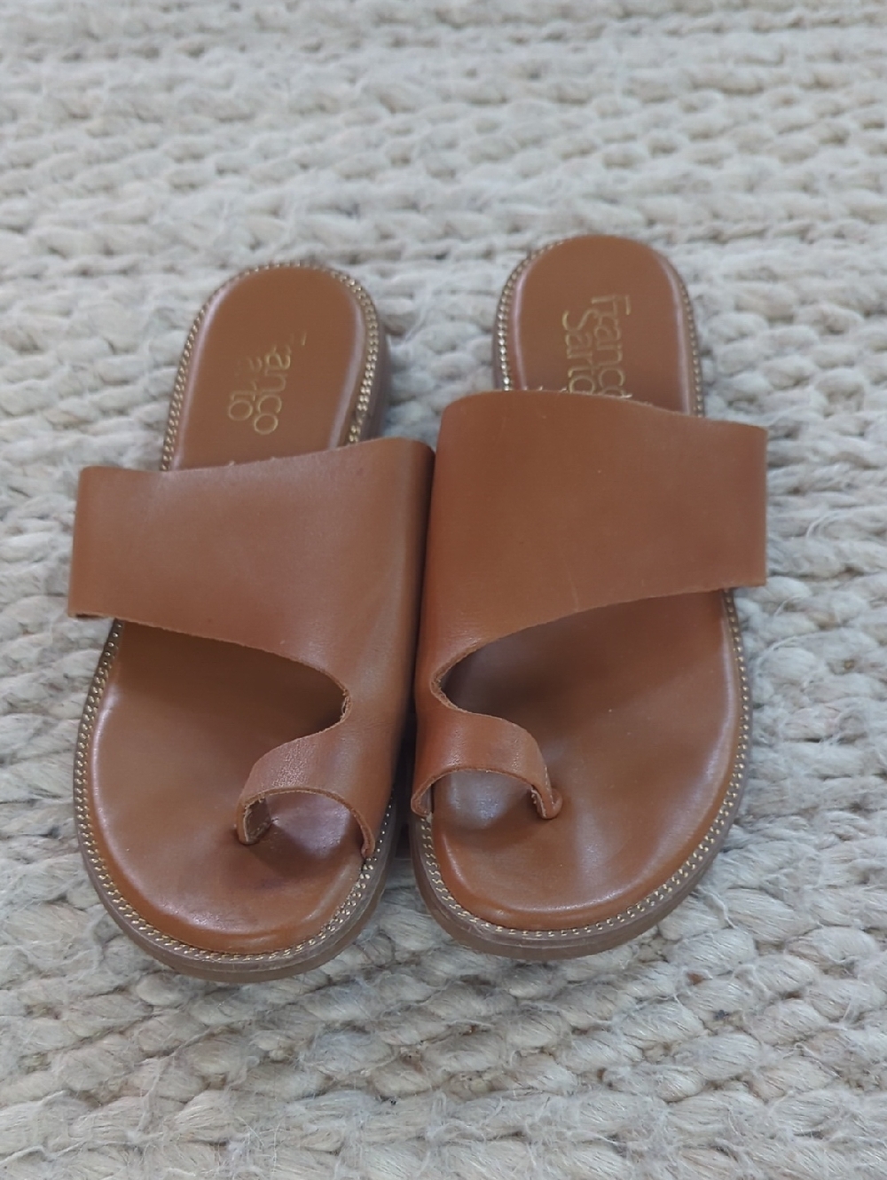 Franco Sarto Tan Leather Slide Sandals